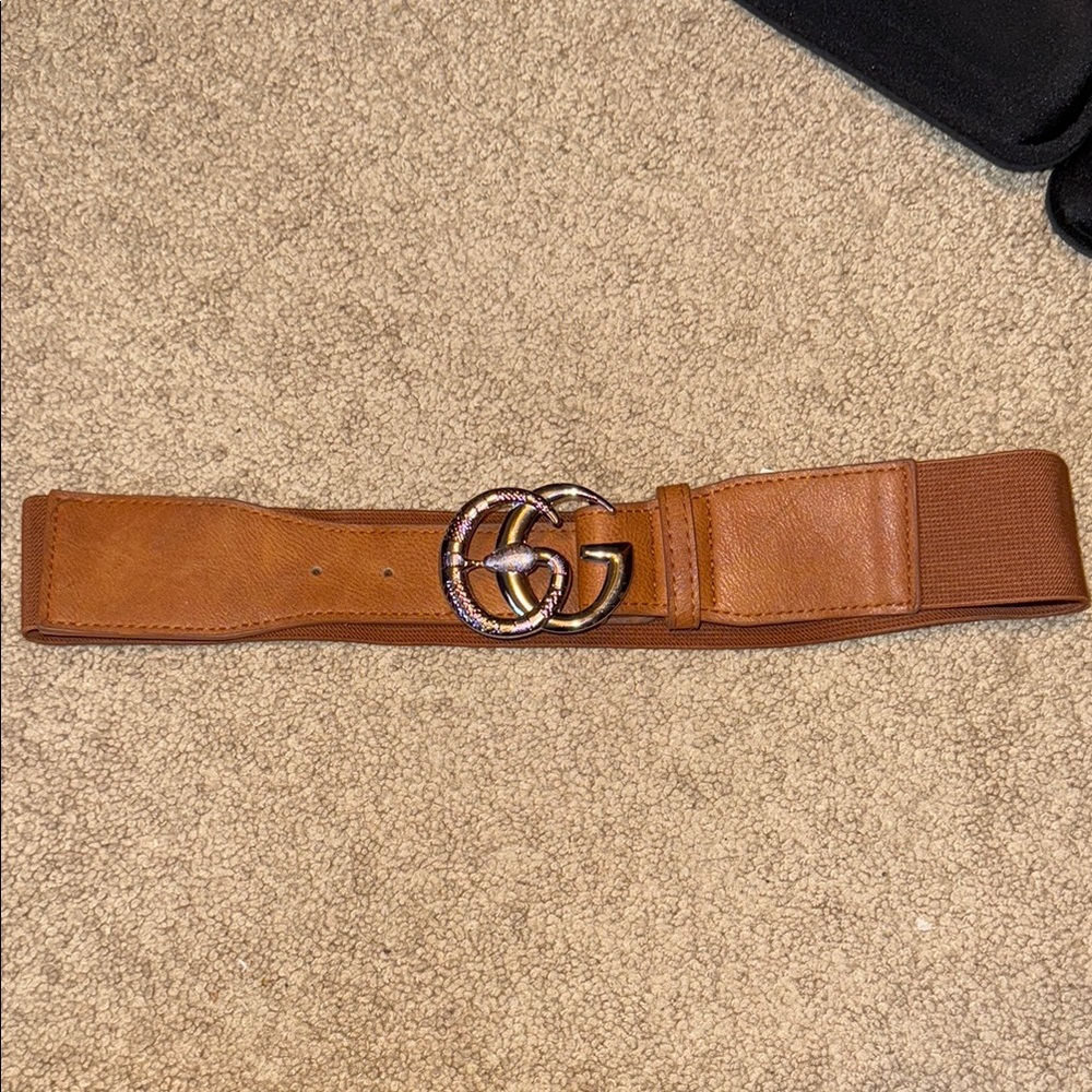 Brown Leather Belt with Silver Buckle